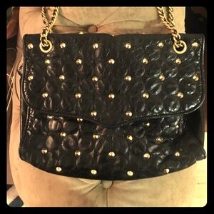 Rebecca Minkoff Black and Gold Studded Shoulder Bag